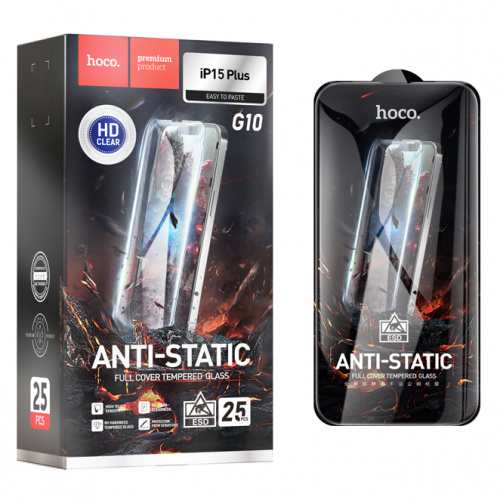 Защитное стекло для Apple iPhone 15 Plus/ 16 Plus (6.1)(G10) Hoco Anti Static (от 25шт цена 42р)(25)