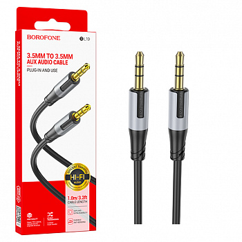 Кабель AUX 3,5 на 3,5 Borofone BL19 (1m) Creator digital audio conversion cable (Black) (360)