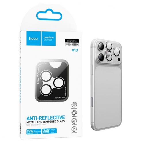 Защитное стекло на камеру для iPhone 18 Pro/ 18 Pro Max Hoco (V13) Silver (29)