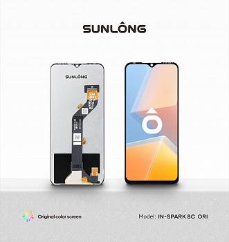 Дисплей + тачскрин для Tecno Spark 8C (Sunlong) (Black) Original