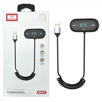 Ресивер Bluetooth для музыки Earldom ET-M66, кабель пружина, чёрный