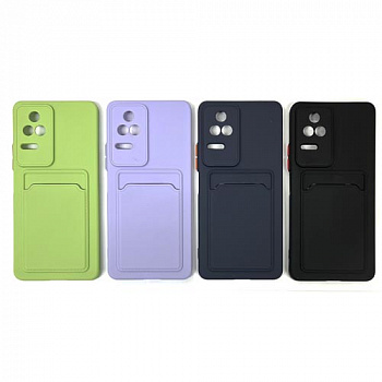Силиконовый чехол для Xiaomi Poco F4 цветные с визитницей