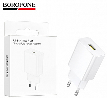 СЗУ блок Borofone BA111A Star single port QC3.0 charger (White) (50)
