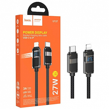 Кабель Hoco U137 (PD Type-C to Lightning) Line PD27W charging data cable with display (Black) (22)