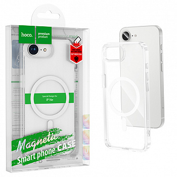 Силиконовый чехол для iPhone 16e Hoco Magnetic series airbag anti-fall protective (Transparent) (20)