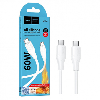 Кабель Hoco X124 (Type-C to Type-C) Bien 60W silicone charging (White) (31)