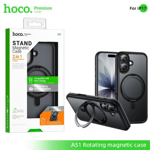 Задняя накладка для iPhone 17 Hoco AS01 Rotating magnetic case (Black) 
