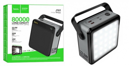 Аккумулятор (АКБ) Power Bank Hoco J161 (80000 mAh) Power 22.5W+PD20W fully compatib (Black and gray)