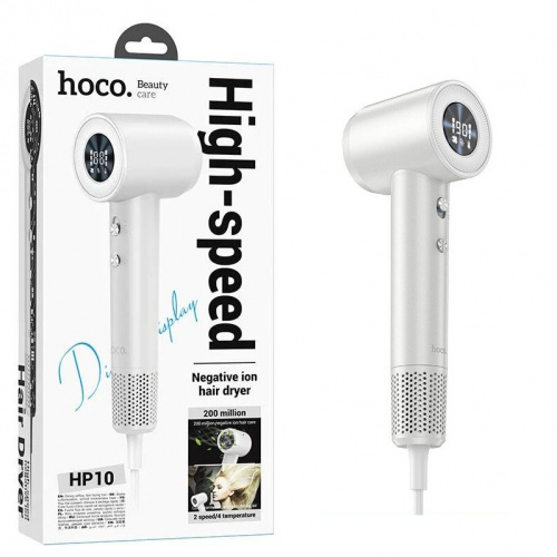 Фен Hoco HP10 high-speed negative ion hair dryer with digital display (White) (12)