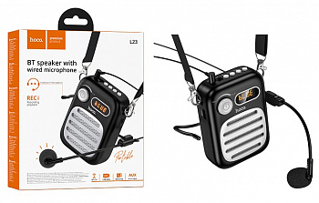 Динамик с проводным микрофоном Hoco L23 Lemony speaker with wired microphone (Black) (36)