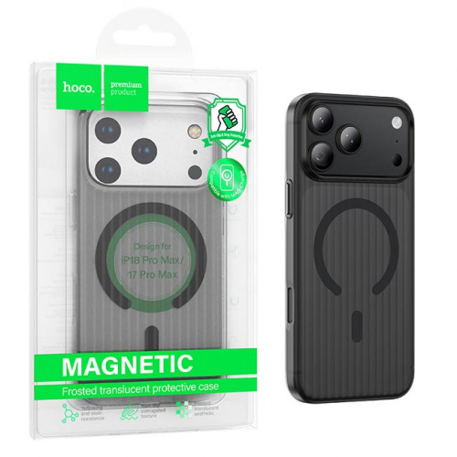 Задняя накладка для iPhone 17 Pro Max/ 18 Pro Max Hoco Fog magnetic (Transparent Black) (20)
