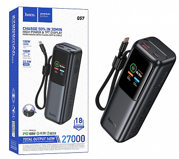 Аккумулятор (АКБ) Power Bank Hoco Q57 (27000mAh) Falcon 165W+ TFT with display (Metal Gray) (17)