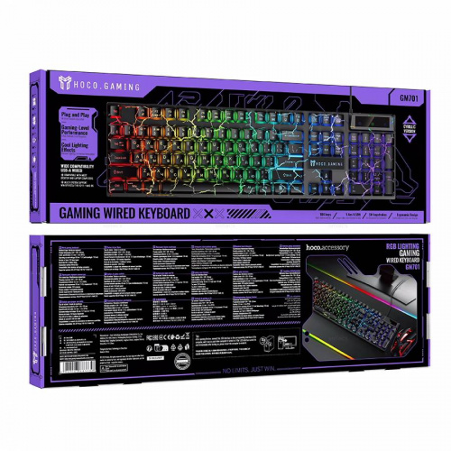 Клавиатура Hoco GM701 Vistoso wired gaming keyboard(Cyrillic version) (Black) (20)