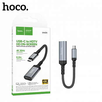 Переходник Hoco UA43A Type-C to HDTV conversion cable (Metal Gray) (33)