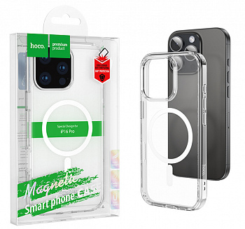 Силиконовый чехол для iPhone 16 Pro Hoco Magnetic series airbag anti-fall protective (Transparent)20