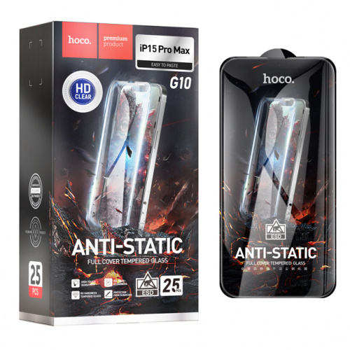 Защитное стекло для Apple iPhone 15 Pro MAX (G10) Hoco Anti Static (от 25шт цена 42р) (25)
