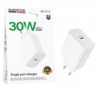 СЗУ блок Borofone BA107A Stellar single port PD30W charger (White) (20)