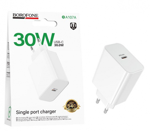 СЗУ блок Borofone BA107A Stellar single port PD30W charger (White) (20)