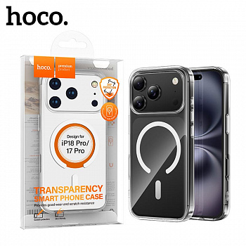 Силиконовый чехол для iPhone 17 Pro/ 18 Pro Hoco Clear magnetic (Transparent) (20)