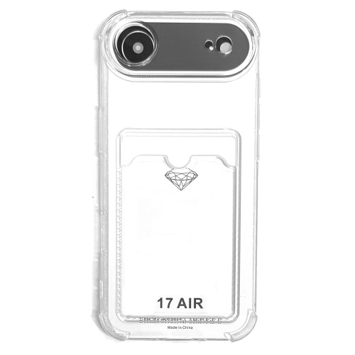 Силиконовый чехол для iPhone 17 Air прозрачный с визитницей (от 50 штук цена 56р)