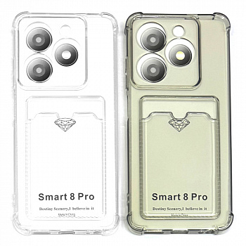 Силиконовый чехол для Infinix Smart 8 Pro прозрачный с визитницей