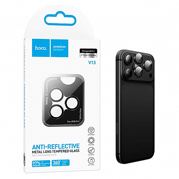 Защитное стекло на камеру для iPhone 18 Pro/ 18 Pro Max Hoco (V13) Mysterious Black (29)