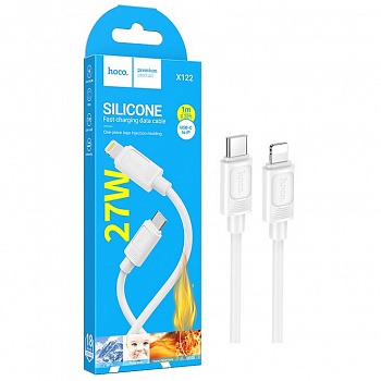 Кабель Hoco X122 (PD Type-C to Lightning) Benefit PD27W silicone charging (White) (100)