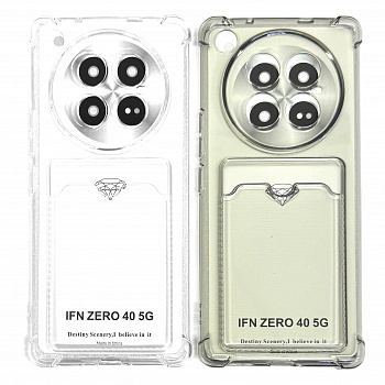 Силиконовый чехол для Infinix Zero 40 5G прозрачный с визитницей