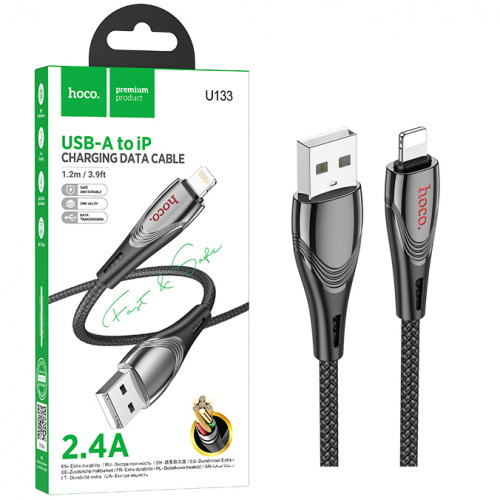 Кабель Hoco U133 (USB to Lightning) Monte charging (Black) (22)