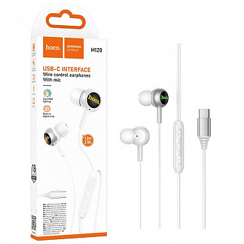 Наушники Hoco M120 (Type-C) Gratified wire control digital earphones with microphone (Silver) (31)