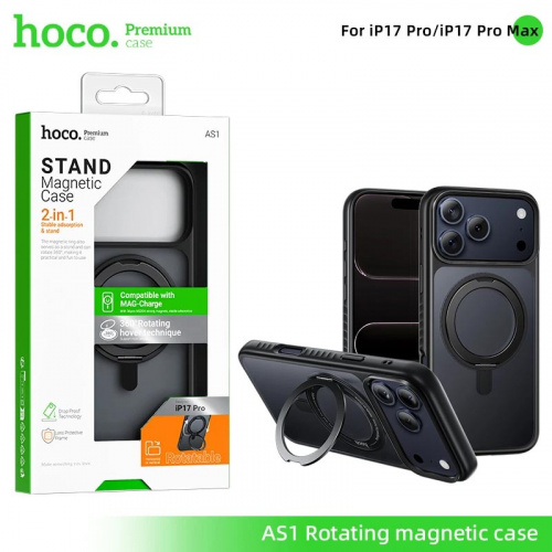 Задняя накладка для iPhone 17 Pro Hoco AS01 Rotating magnetic case (Black) 