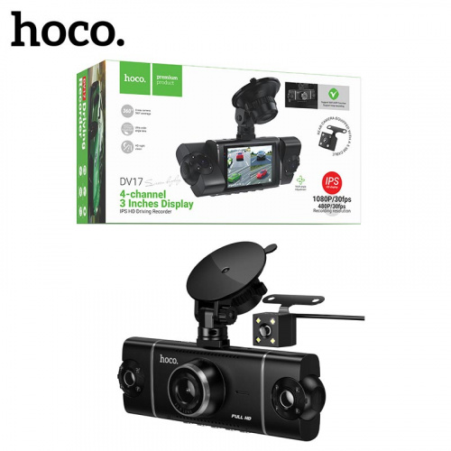 Автомобильный видеорегистратор HOCO DV17 360°driving recorder 3-inch display(4-lens) (Black) (20)