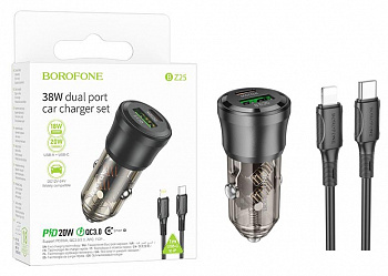 АЗУ Borofone BZ25 (PD Type-C to Lightning) Journey PD38W(1C1A)  (Transparent Black) (98)