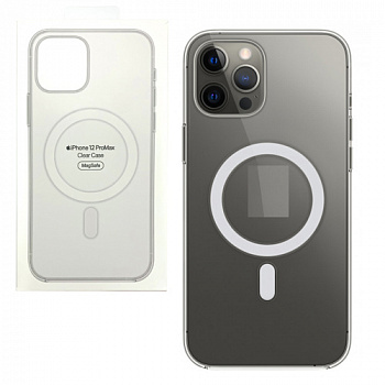 Силиконовый чехол для iPhone 12 Pro MAX (6.7) прозрачный MagSafe копия