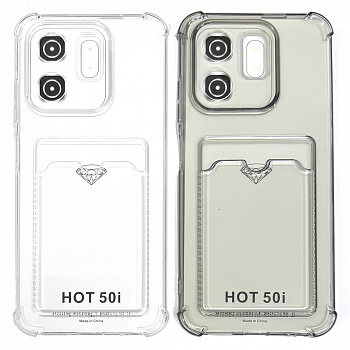 Силиконовый чехол для Infinix Hot 50i прозрачный с визитницей