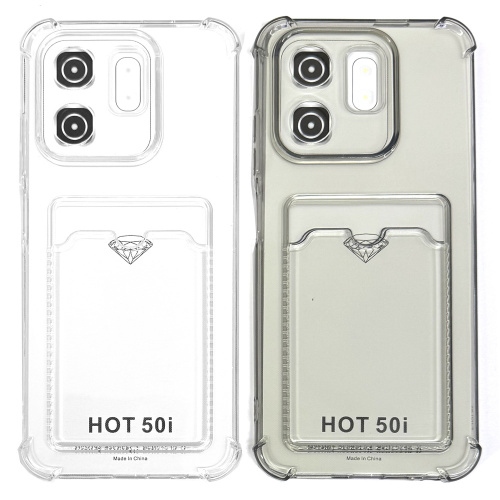 Силиконовый чехол для Infinix Hot 50i прозрачный с визитницей