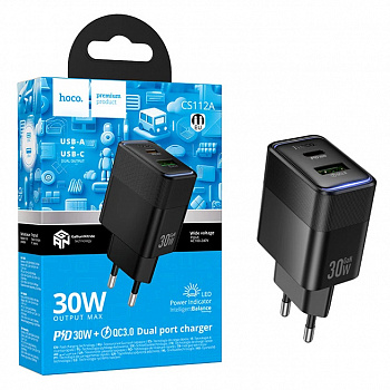 СЗУ блок Hoco CS112A Lounge PD30W+QC3.0 charger (Black) (25)