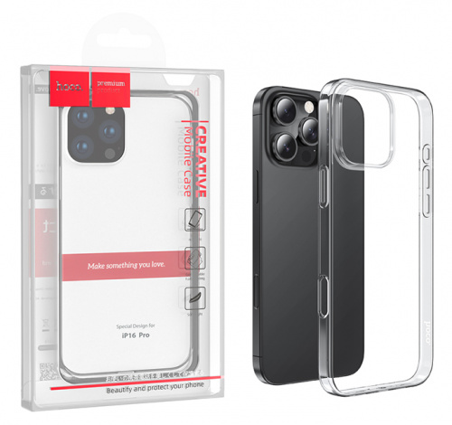 Силиконовый чехол для iPhone 16 Pro Hoco Light series TPU cace (Transparent) (20)
