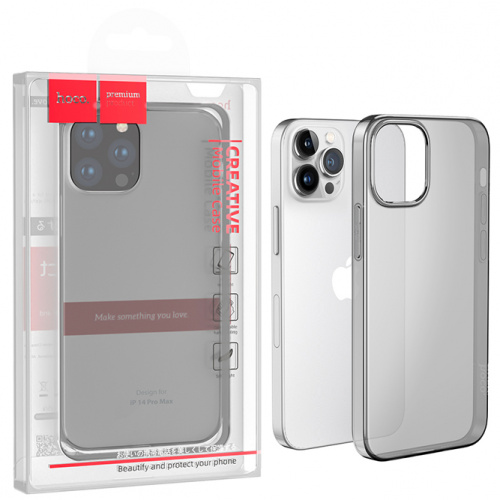 Силиконовый чехол для iPhone 14 Pro MAX Hoco Light series TPU cace (Transparent Black)