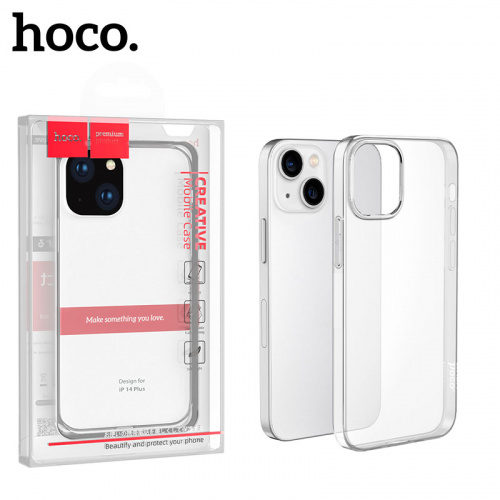 Силиконовый чехол для iPhone 14 Plus прозрачный Hoco