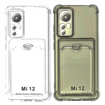 Силиконовый чехол для Xiaomi Mi 12/ 12X прозрачный с визитницей (от 5шт цена 10р)