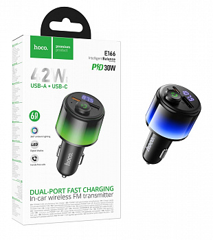 FM Модулятор Hoco E166 Path 42W(1A1C) car BT FM transmitter (Black) (11)