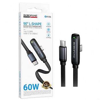 Кабель Borofone BX126 (Type-C to Type-C) Skillful 60W charging (Black) (360)