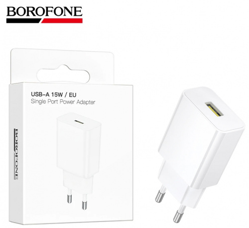 СЗУ блок Borofone BA111A Star single port QC3.0 charger (White) (50)