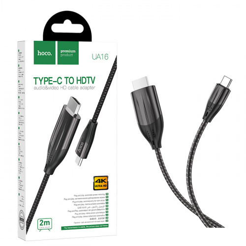 Переходник Hoco UA16 Type-C to HDTV HD on-screen cable (Metal Gray)