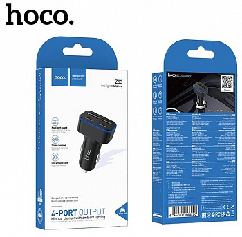 АЗУ блок Hoco Z63 Barry four-port car charger (Black) (15)