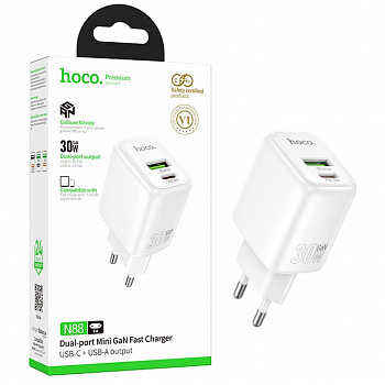 СЗУ блок Hoco N88 Seguro PD30W+QC3.0 charger (White) (12)