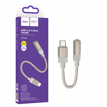 Кабель AUX 3,5 на Type-C Hoco UPA32C (15см) Clever digital audio conversion cable (Gold) (31)