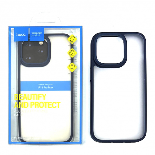 Задняя накладка для iPhone 14 Pro MAX Hoco Golden shield frosted protective case (Blue)