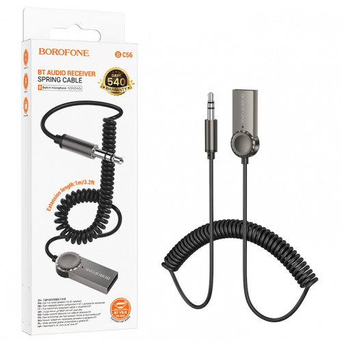 FM Модулятор Borofone BC58 Gamble car AUX BT receiver with cable (Metal Gray) (42)